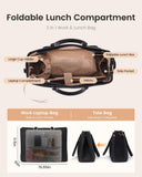 LOVEVOOK Lunch Tote Bag for Women, 3 in 1 Work Bag with Insulated Lunch Compartment, Laptop Bag with Large Cup Holder for Office, College, Casual, Black