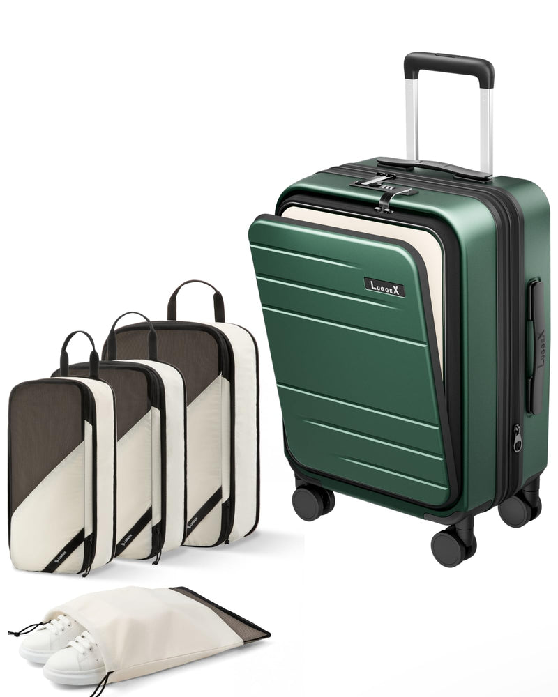 LUGGEX Carry On Luggage and 4 Set Packing Cubes Bundle – Travel Essentials