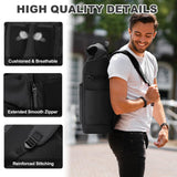 VASCHY Rolltop Travel Backpack for Men, Water Resistant Expandable Large Carry-on Casual Daypack for Work Business Hiking College Black