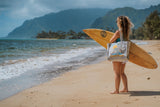 Roxy Large Capacity Lightweight Causal Cotton Canvas Beach Tote Bag, Drink The Wave - Nautral