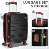 Hoteel Luggage Sets 4 Piece, 4-Yr Warranty Durable Suitcase Dual-Spinner Wheel TSA Lock, Lightweight Travel Hardshell PC+ABS Carry on Luggage for Men&Women, Black(16/20/24/28 inch)
