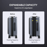 NINETYGO Carry On Luggage 22X14X9 Airline Approved with Front Pocket, 20 Inch Luggage with Front Compartment, Expandable, Double Spinner Wheels, Hardsided PC, TSA Lock (Midnight Black, Seine Max)