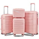TRAVELEO 4 Piece Expandable Hardshell Pink Luggage Sets with Spinner Wheels, Lightweight Travel Suitcase Set with TSA Locks, 20 inch Carry On for Women (Pink, 4 Piece Set)