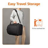 Amazon Basics Travel Backpack, Carry-On with Laptop Compartment, 40L Capacity, Expandable for 10% Extra Space, Convertible Backpack & Shoulder Bag, Multiple Pockets, 15.8"W x 21.5"H x 8.3"D, Black