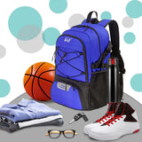 WOLT | Basketball Backpack Large Sports Bag with Separate Ball Holder & Shoes Compartment, Best for Basketball, Soccer, Volleyball, Swim, Gym, Travel(Blue)