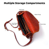 Firu-Handmade Women Vintage Style Genuine Brown Leather Crossbody Satchel Bag Handmade Purse