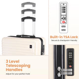Hoteel Luggage Sets 5 Piece, 4-Yr Warranty Durable Suitcase Dual-Spinner Wheel TSA Lock, Lightweight Travel Hardshell PC+ABS Carry on Luggage for Men&Women, Beige(20in/24in/28in/BP/TB)