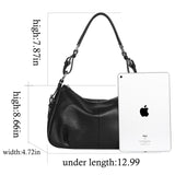 HESHE Leather Purses and Handbags Hobo Shoulder Bags Tote Bag Crossbody Purse Ladies Designer Satchel Bags(Black)