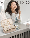 Vlando Travel Makeup Bag,Small Makeup Bag for Women,Gifts for Women Girls, Makeup Pouch Purse Travel Essentials Toiletries-Toffee