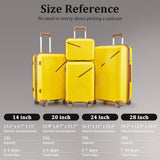 TRAVELEO 4 Piece Expandable Hardshell Pink Luggage Sets with Spinner Wheels, Lightweight Travel Suitcase Set with TSA Locks, 20 inch Carry On for Women (Yellow, 4 Piece Set)