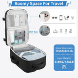 ZOMFELT Travel Backpack for Women Men, Carry on Backpack, TSA 15.6 inch Laptop Backpack Flight Approved, Personal Item Travel Bag Nurse Bag Casual Daypack for Weekender Business Trip, Black