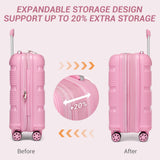 Kono Carry On Luggage 20 Inch Expandable 22x14x9 Airline Approved Hard Shell Travel Trolley 4 Spinner Wheels Lightweight Polypropylene Suitcase with TSA Lock, Pink