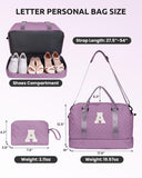 Vogewood Girl Duffle Bag with Shoe Compartment, Tween Weekend Duffle Bag, Monogram Overnight Bag for Women with Trolley Sleeve & Wet Pocket, Letter Kids Travel Bag with Makeup Bag (Letter K)