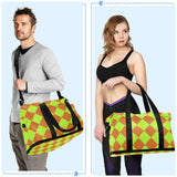 Buffalo Plaid Yellow Green Chocolate Large Gym Bag Travel Weekender Gear Bag with Toiletry Bag for Yoga Multifunctional