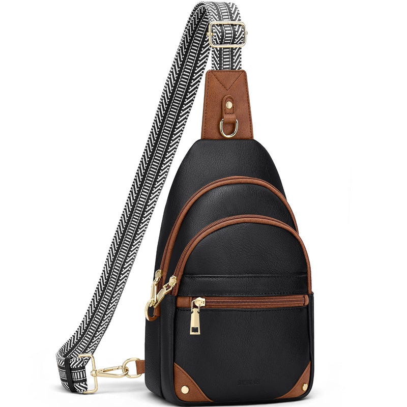 SYTRAH Anti Theft Crossbody Bags for Women, RFID Sling Bag Travel Purse, RFID Cross Body Purses Chest Bag for Travel Black Brown