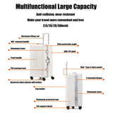 BEITH Hardside Luggage with USB, Type-C, Cup Holder, BS2298 Large Aluminum Frame Suitcase with 5 Wheels 360° Double Spinner, ABS+PC Alloy Box Shell, TSA Lock, Aluminum Lifting Rod, Durable