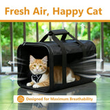 Simple Deluxe Airline-Approved Cat Carrier, 17" x 12" x 12", Soft-Sided Pet Carrier for Cats up to 17 lbs, Durable & Collapsible Travel Carrier, Black