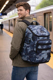 FUEL Travel Laptop Hiking Backpack Carry On Airline Approved Luggage Bag Carry On Large Backpack, Black Midnight Blue Camo
