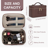 HiTotes Makeup Bag Vanity Case for Women Leather Cosmetic Bag Travel Toiletry Bags Portable Makeup Organizer Case