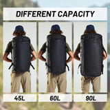 MIER Large Duffel Backpack Sports Gym Bag with Shoe Compartment, Heavy Duty and Water Resistant, Black, 45L