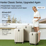 Hanke 7 Sets (Pink) Travel Organizer Bags and 24 Inch Expandable Checked Luggage(Ivory White), Compressible Expandable Packing Organizers,Packing Cubes for Travel