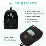 VASCHY Backpack for Men, Unisex Classic Water-resistant College School Backpack Bookbag Laptop Backpack Black