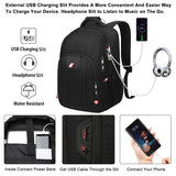 Della Gao Travel Laptop Backpack, Black Backpack for Men and Women with USB Slit Business Computer Back Pack (Black, 15.6 Inch)