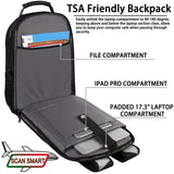 17 inch Laptop Backpack, Large Travel Backpack for Men Airline Approved with USB Charging Port and TSA Friendly, RFID Anti Theft Water Resistant Bookbag Fit for College High School Students Weekender