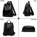 LY&SQ Faux Leather Backpack Purse for Women Anti-Theft Travel Backpack With Detachable Shoulder Strap Ladies Fashion Handbag(Black)