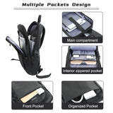 MOSISO Laptop Backpack for Men, Slim Lightweight Compact Computer Backpack for College Work Business Office Travel, 15.6 inch Waterproof Commute Laptop Bag Casual Daypack with Luggage Strap, Black