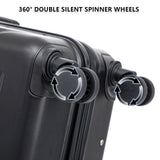 Ningering Black 3 Piece Luggage Set, ABS Hard Case Luggage Sets with Spinner Wheels, Hardshell Carry on Suitcase, Travel Suitcase with Combination Lock, 20/24/28 Inch (Black)