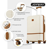 Joyway 28 Inch Large Luggage Hardside Suitcase with Spinner Wheel, Lightweight 3 Piece Suitcase Set with TSA Lock(White)