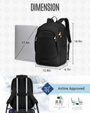 LIGHT FLIGHT Travel Laptop Backpack for 17.3" laptop, Carry on Backpack with USB Charging Hole, Water Resistant College Bookbag, Large Capacity Computer Backpacks for Work, Black