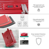 LIGHTGO Ultra-Lightweight PC+ABS Suitcase with TSA Lock & Quiet 360°Wheels, 20/26/30 Inch Expandable Luggage, Smart Organizer with Magical Divider & Waterproof Zone(20inch Brilliant Red)