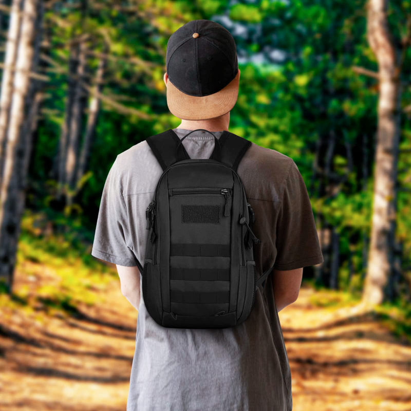 HUNTVP 10L Tactical Backpack Small Backpack Mini Daypack Military MOLLE Rucksack Gear Tactical Assault Pack Bag for Hunting Camping Trekking(10L-Black)