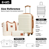 Coolife Luggage Set 3 Piece Luggage Set Carry On Suitcase Hardside Luggage with TSA Lock Spinner Wheels(White, 3 piece set (DB/TB/20))