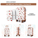 Somago 4 Piece Kid's Luggage with Backpack Set for Boys Girls Spinner 18" Hardside PC Rolling Carry on Suitcase with TSA Lock (Cherry White)