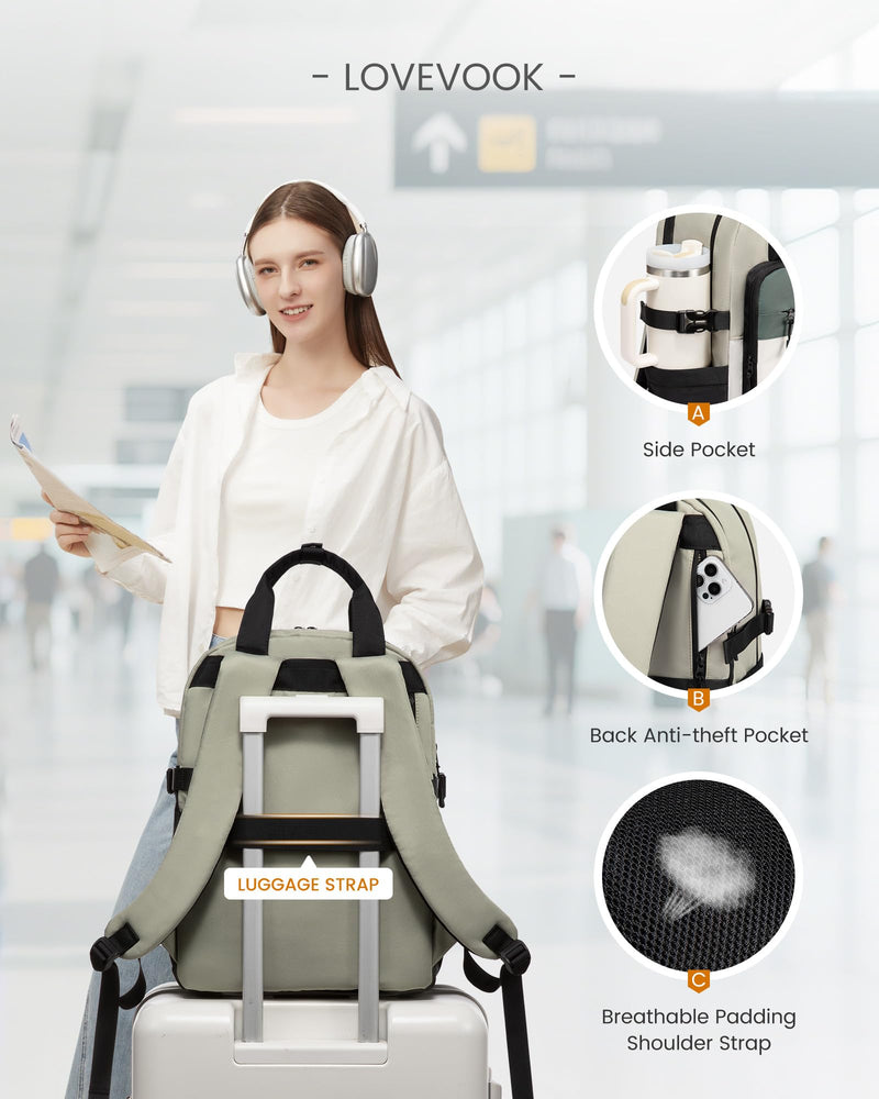 LOVEVOOK Laptop Backpack for Women, 15.6 Inch Computer Backpack Purse, Casual Daypack Carry-On Personal Item Travel Bag, College Bookbook for Teen Girls Students Back to School