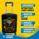 Fast Forward Monster Jam 20" Hardshell Luggage - Cute & Durable Hard-side Suitcase for Travel with Spinner Wheels 20"x12"x8"