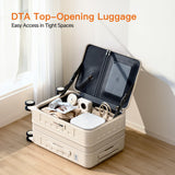 DTA Nova Top Opening Expandable Lightweight PC Hard Shell Suitcase, 20 Inch Carry On Luggage with TSA Lock, 360 Silent Spinner Wheels, Cup Holder, Ideal for Business Travel Suitcase (Beige)