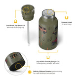 RTIC Little Journey Water Bottle with Straw, Ceramic-Lined, Insulated, Stainless Steel, Metal, Double Wall Vacuum-Insulation, Leak-Proof Lid, BPA-Free Water Flask for Sports, Travel, Happy Camper