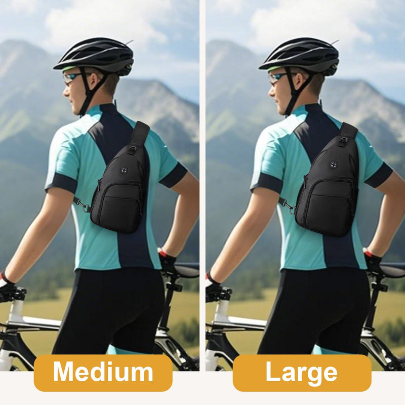 Pritent Crossbody Bags for Women Man Waterproof Sling Bag Backpack Trendy Casual Cross Body Bag with Convertible Shoulder Strap Chest Bag for Camping Hiking Travel Essentials (Black, Medium )