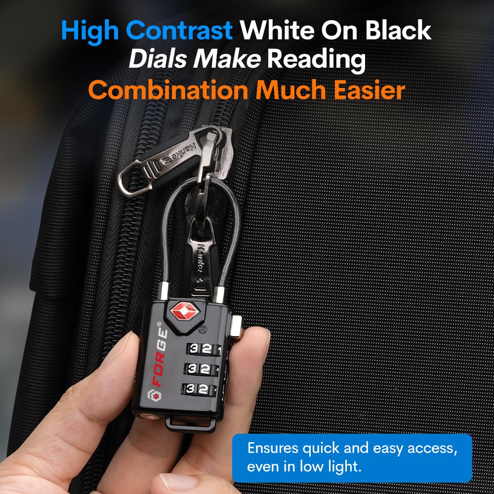 Decipher Luggage Code Open Alert TSA Approved Luggage Locks, 6 Pack, Easy Read Dials with ...