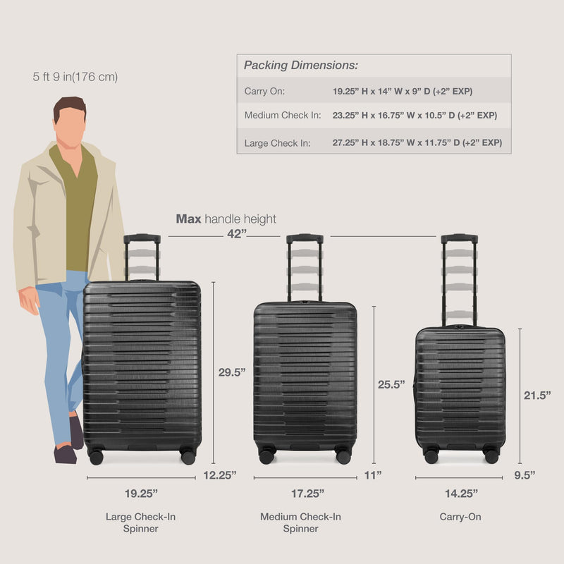 U.S. Traveler Boren Polycarbonate Hardside Rugged Travel Suitcase Luggage with 8 Spinner Wheels, Aluminum Handle, Black, Checked-Large 30-Inch