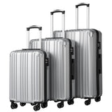 COOLIFE Luggage Expandable Suitcase PC+ABS 3 Piece Set with TSA Lock Spinner Carry on 20in24in28in (Sliver, 3 piece set)