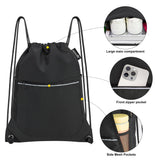 HOLYLUCK Drawstring Backpack Small Gym Bag with Mesh Pockets String Bag Backpack for Men Women, Black