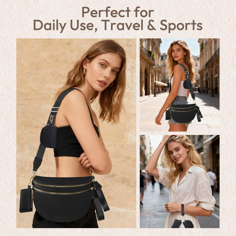 Cross Body Bag for Women Bum Bag Checkered Belt Bags Fanny Packs for Girls Travel Purse Fashion Waist Packs Crossbody Nylon Purse Trendy Shoulder Bags for Womens