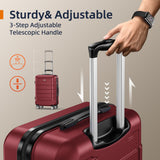 SHOWKOO Luggage Sets 3 Piece Expandable 100% PC Durable Hardshell Suitcase with Wheels TSA Lock Lightweight Wine Red