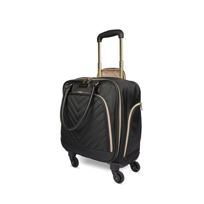 Kenneth Cole REACTION Chelsea Chevron Quilted Luggage, Black, Underseater, 17-Inch Carry On