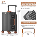 ROPLUS Aluminium Frame Carry on Luggage with Smooth Jelly Wheels, Hardside Zipperless Rolling Suitcase with TSA Lock (Grey, 21-Inch)